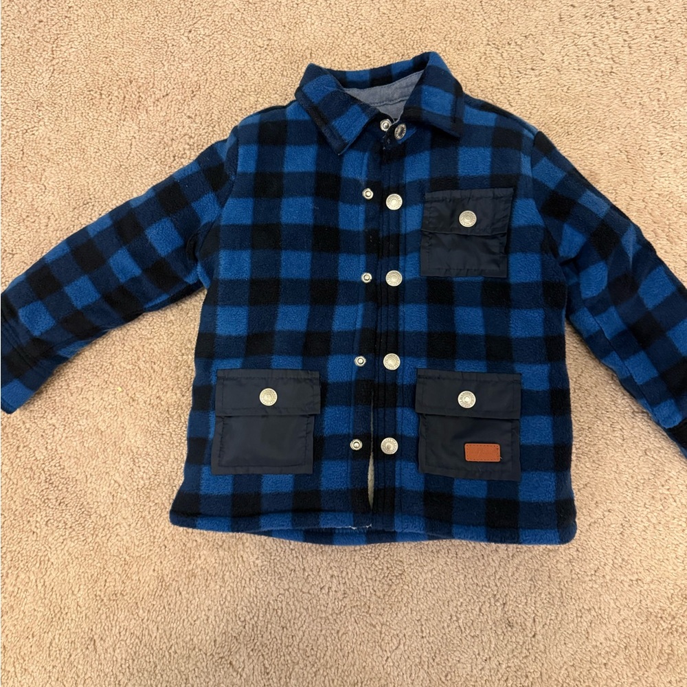 7 For All Mankind Blue and Black Checkered Jacket